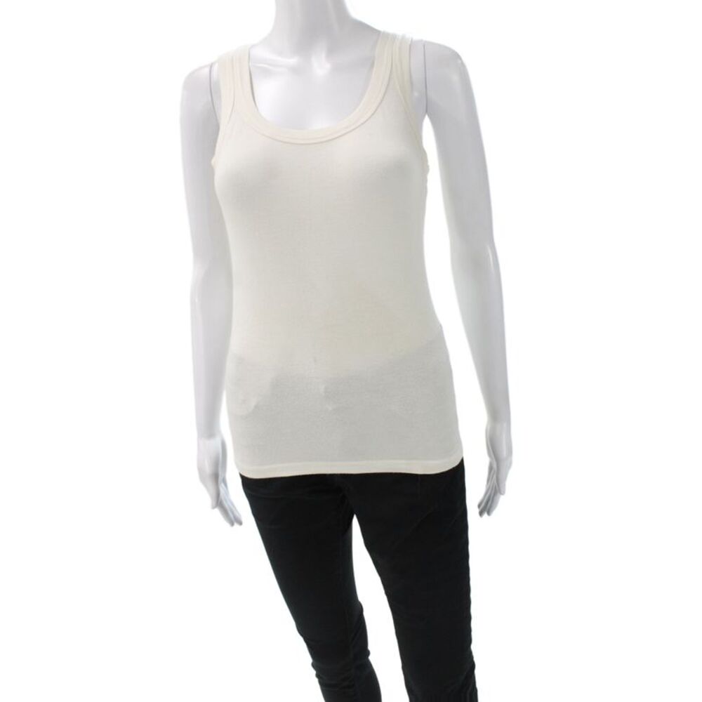 Armani Collezioni Womens Basic Tank White Cotton Round Neck Sleeveless Size 10